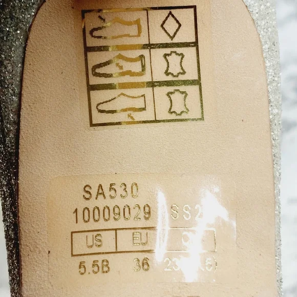 Stuart Weitzman Golden Glitter Heeled Slide Sandals E567 - Picture 11 of 12